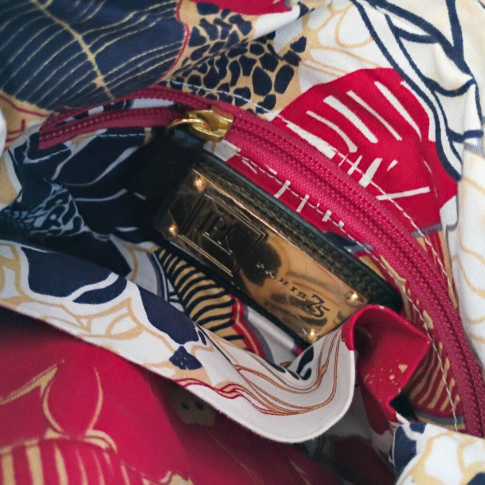 JPK Paris 75 Navy Blue Crossbody Bag with Gold Hardware Pockets & Floral Lining - Picture 8 of 9